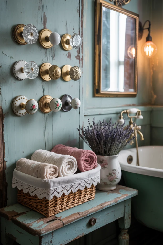 Antique door knobs towel hooks