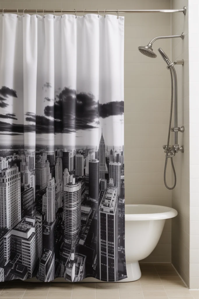 Black and white art curtains