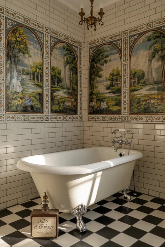 Clawtub with victorian tiles