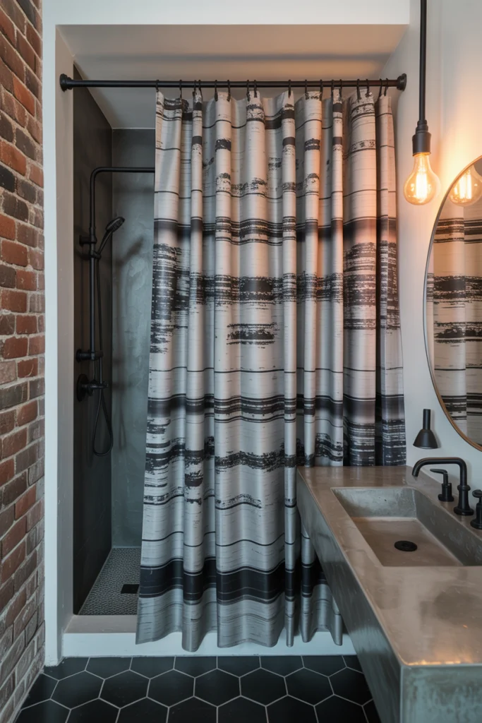 Concrete and metal patterns curtains
