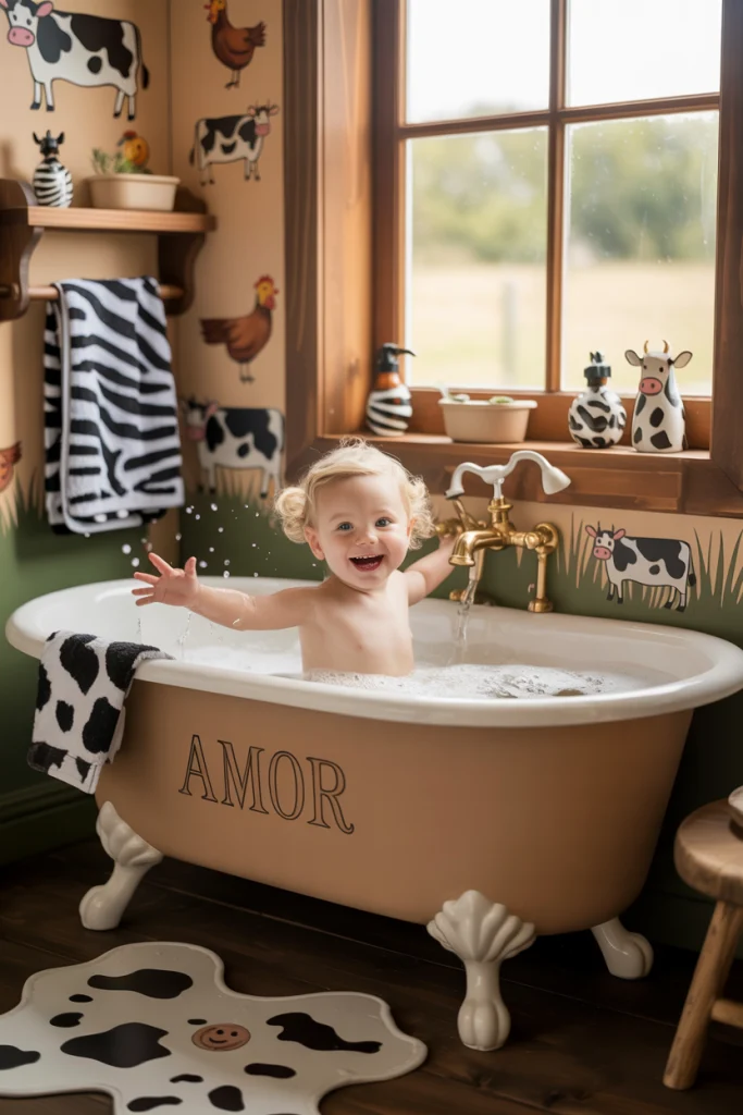 Farmland themed bathroom