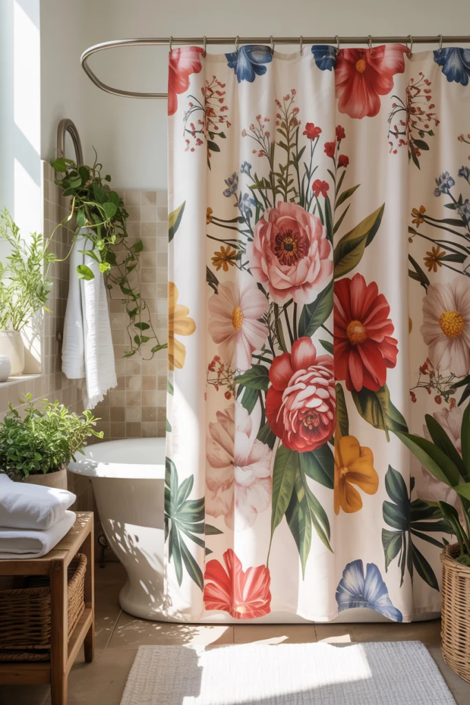 Floral shower curtains