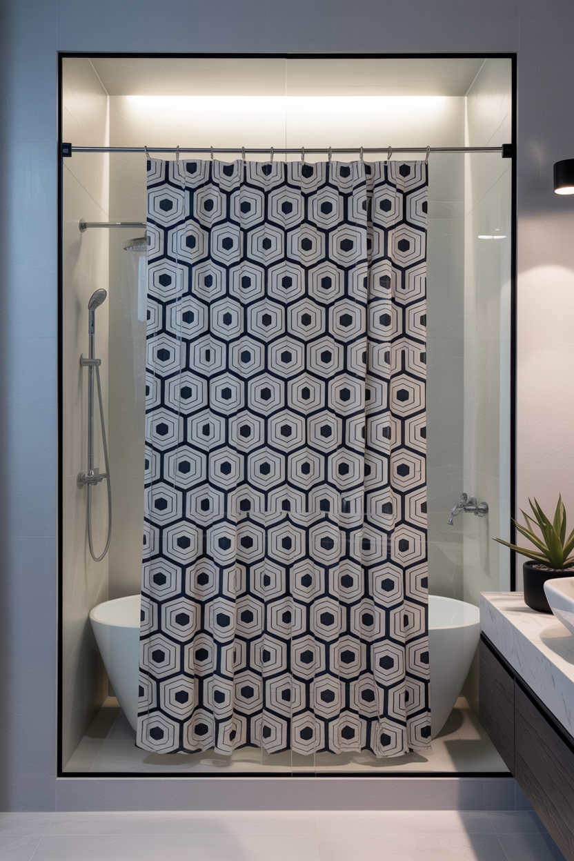 Geometric shower curtains