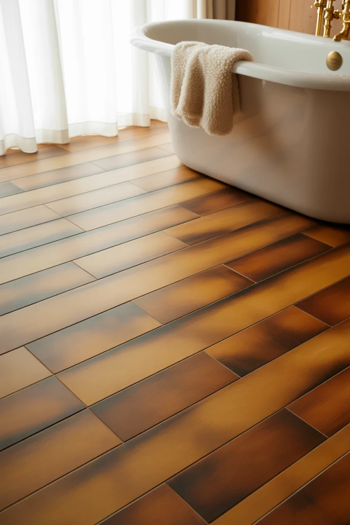 Honey toned wood look tiles