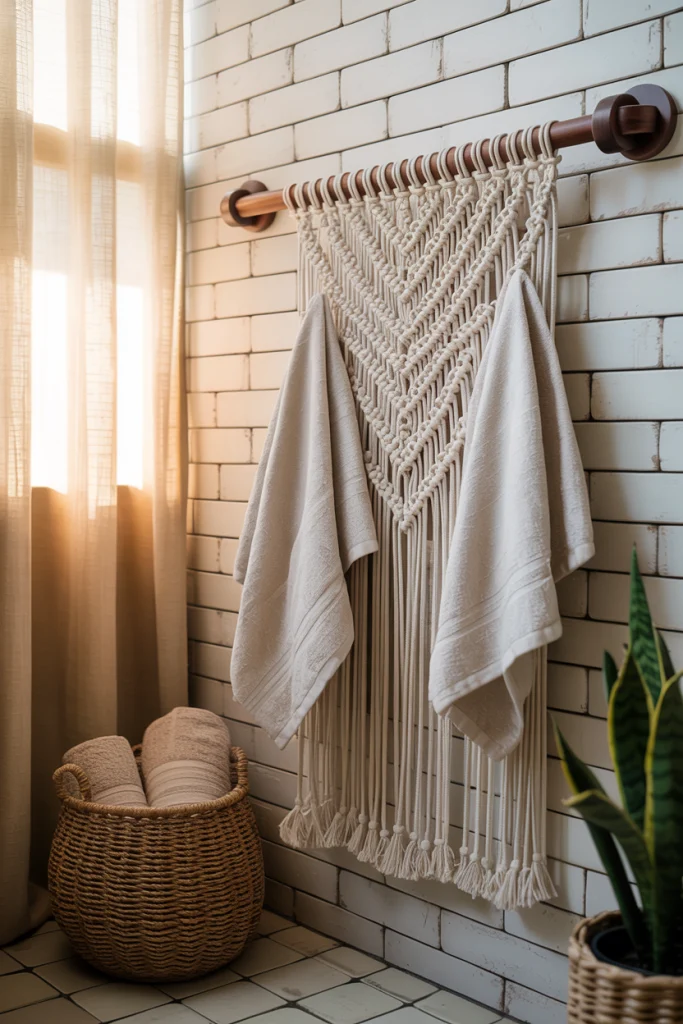 Macrame towel holder