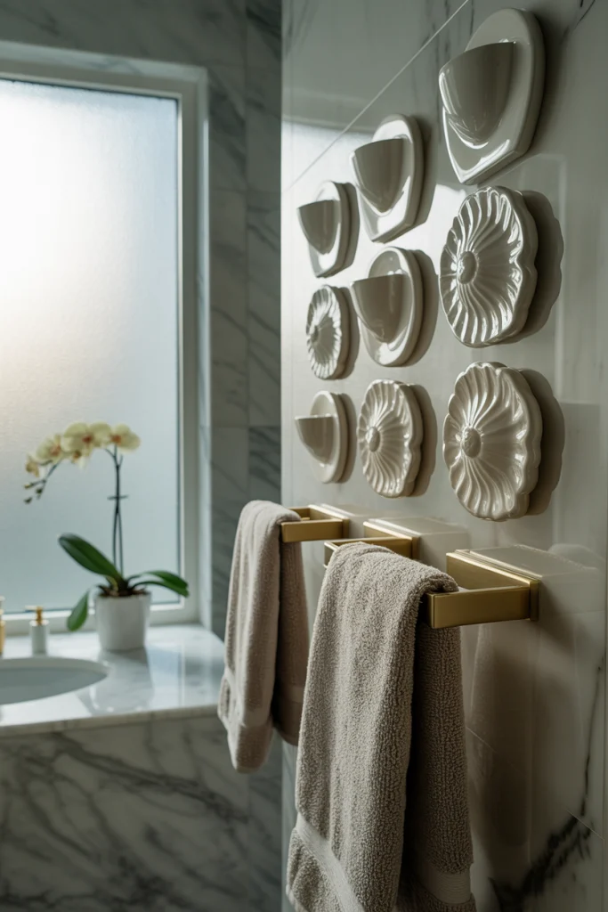 Mounted ceramic towel holders