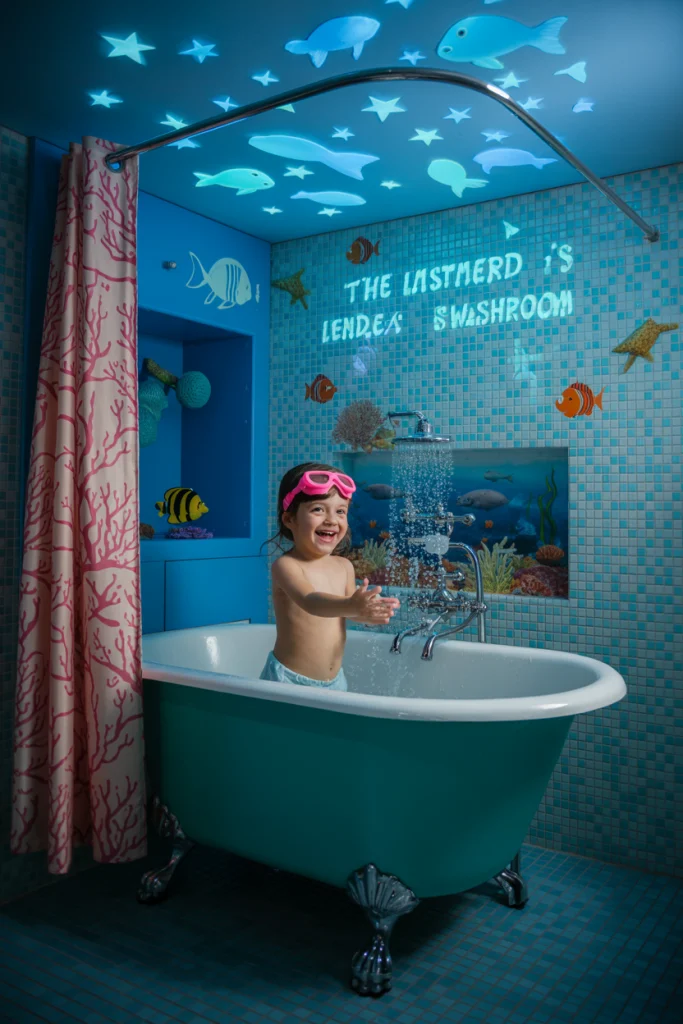 Ocean inspired colors in bathroom