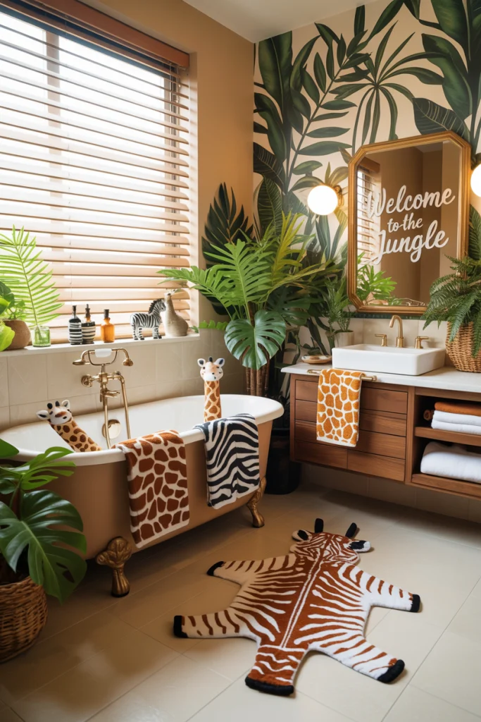 Playful animal safari bathroom idea