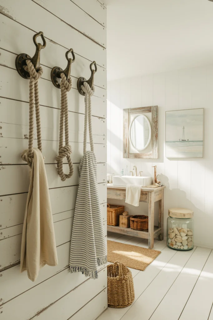Rope towel hooks