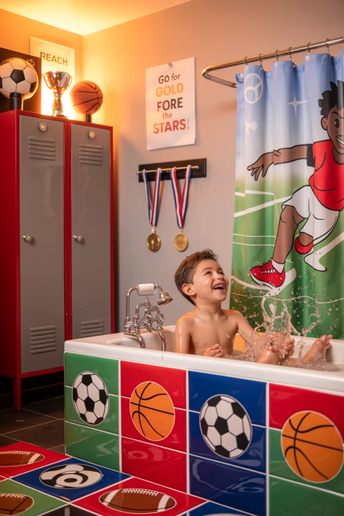 Sports themed kids bathroom