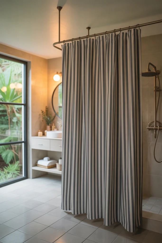 Striped shower curtains