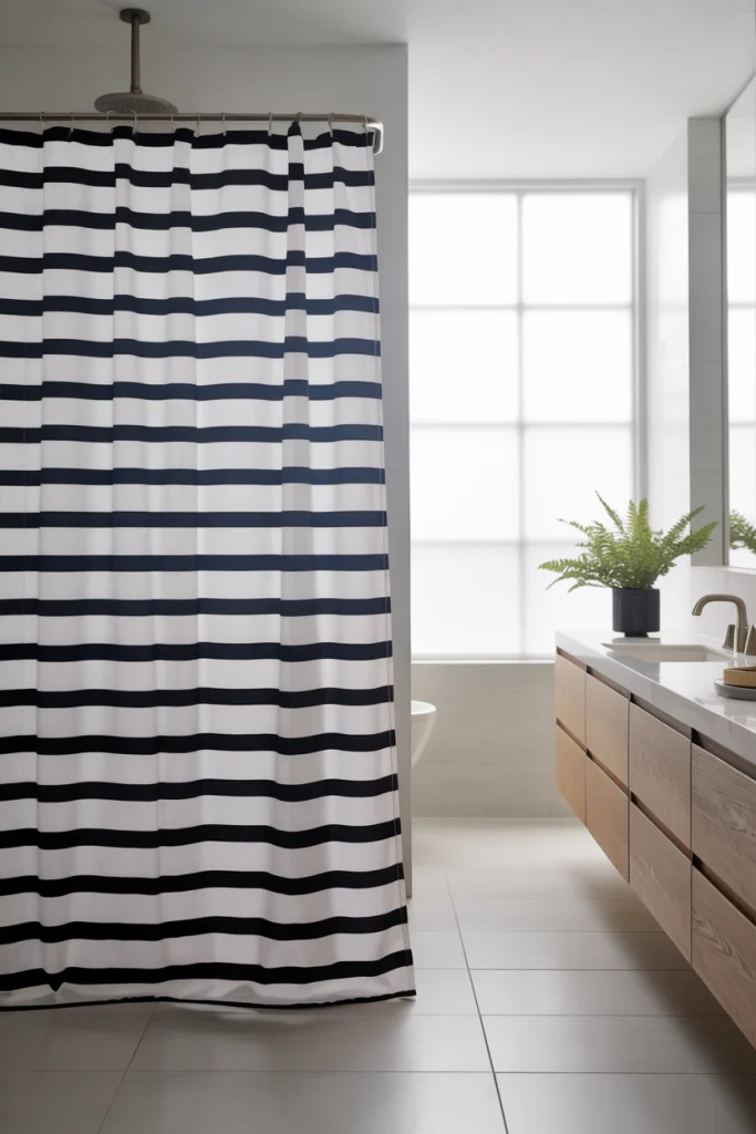 Striped shower patterns curtains
