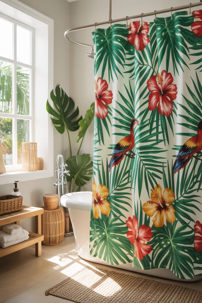 Tropical prints curtains