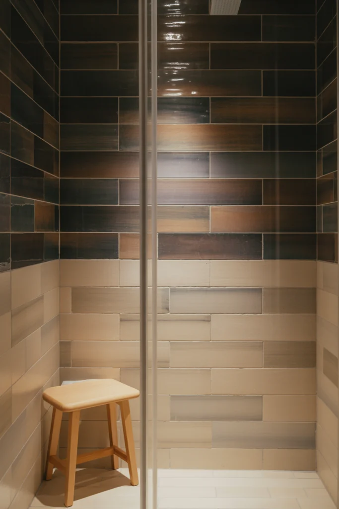 Two tone wood look tiles ideas