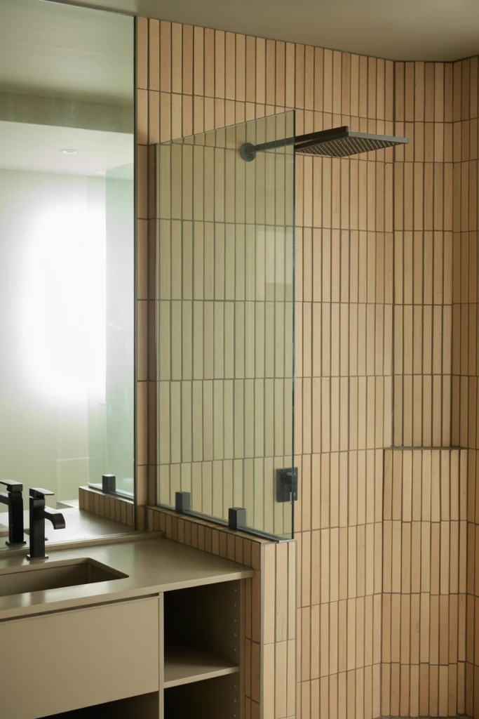 Vertical wood look tiles
