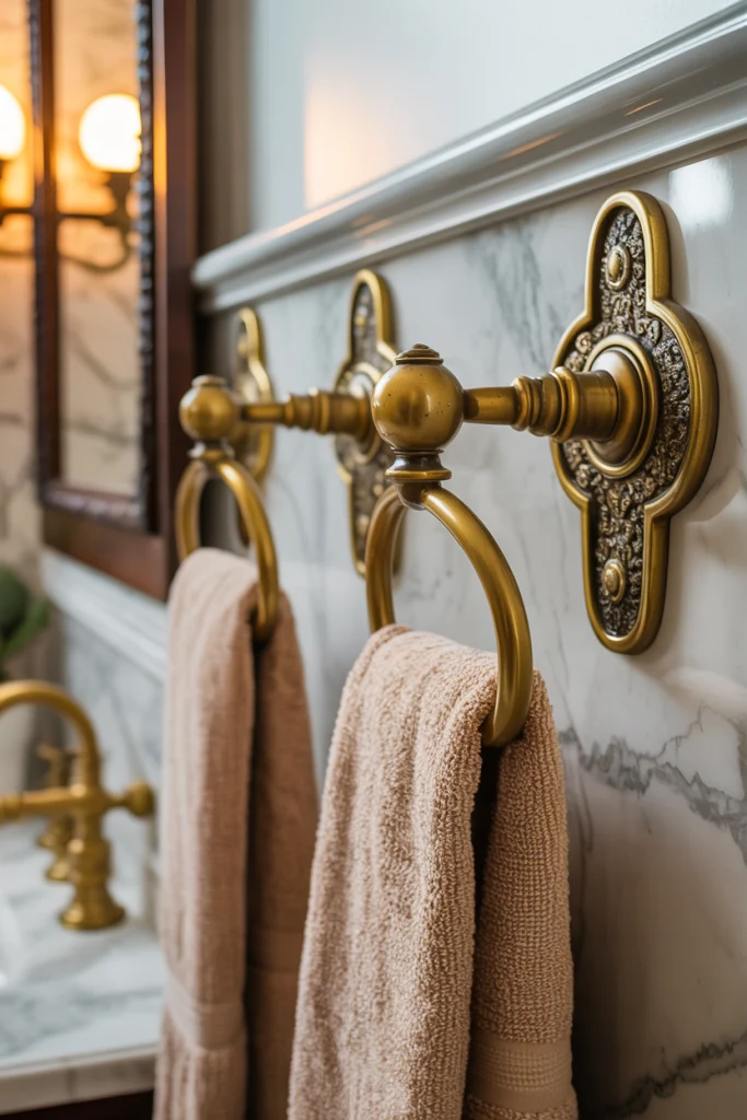 Vintage brass towel hooks