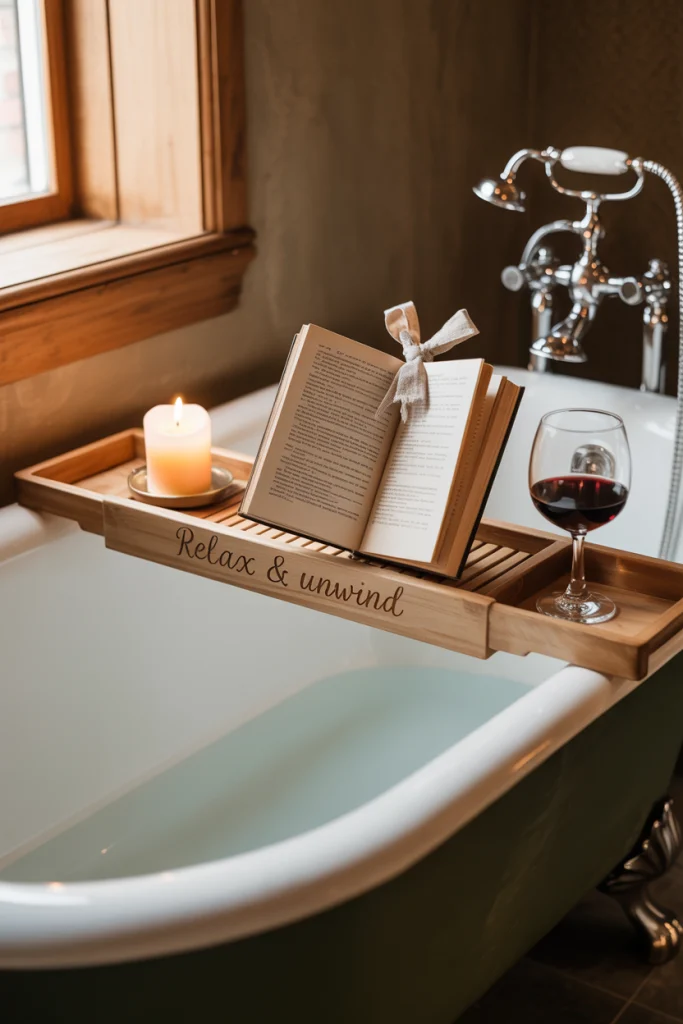 Wooden bathtub tray