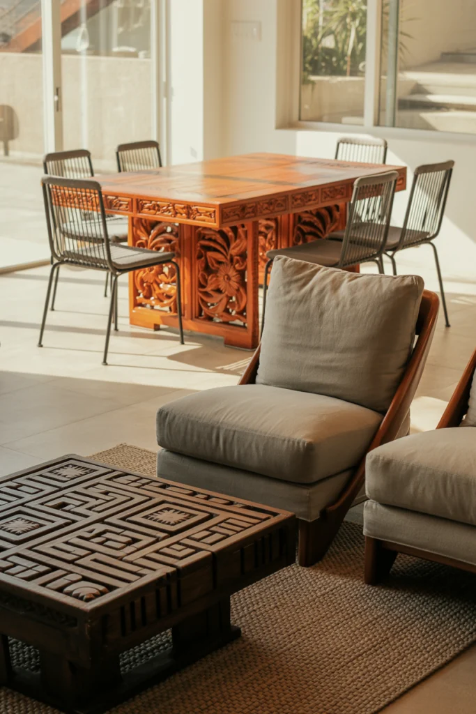 Wooden furniture with mexican influence
