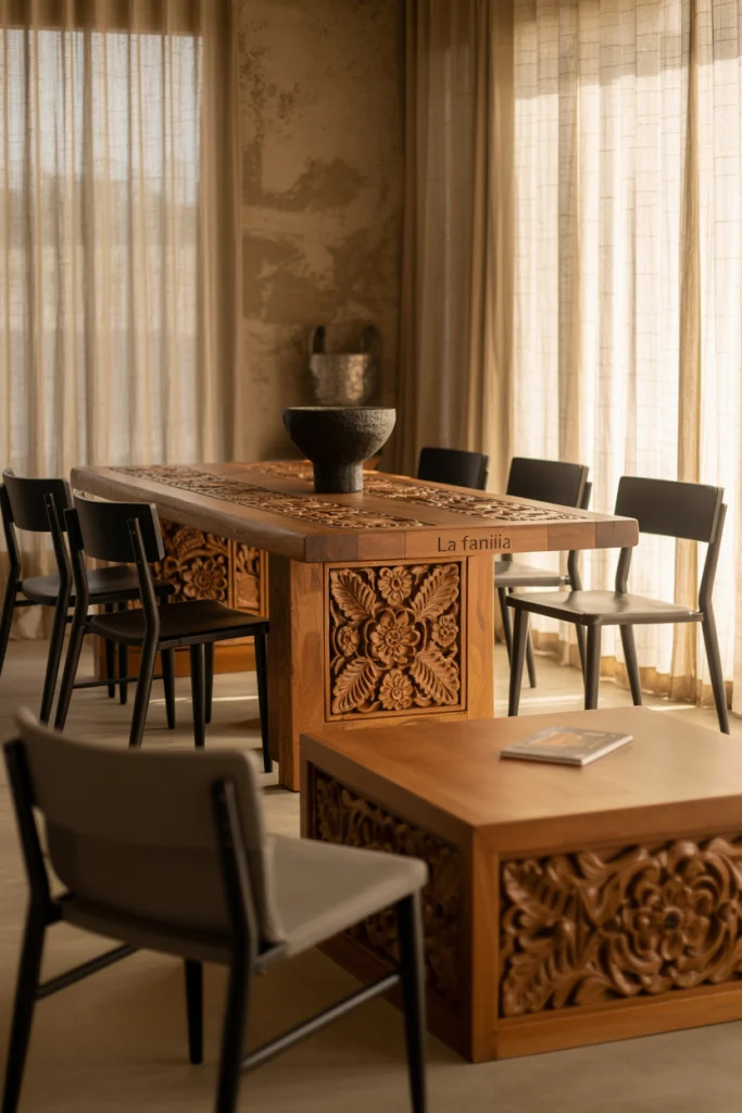 Wooden furniture with mexican influences