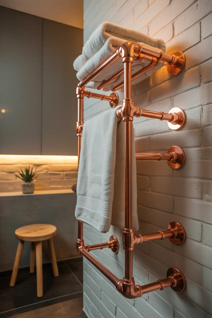 Copper pipe towel rack