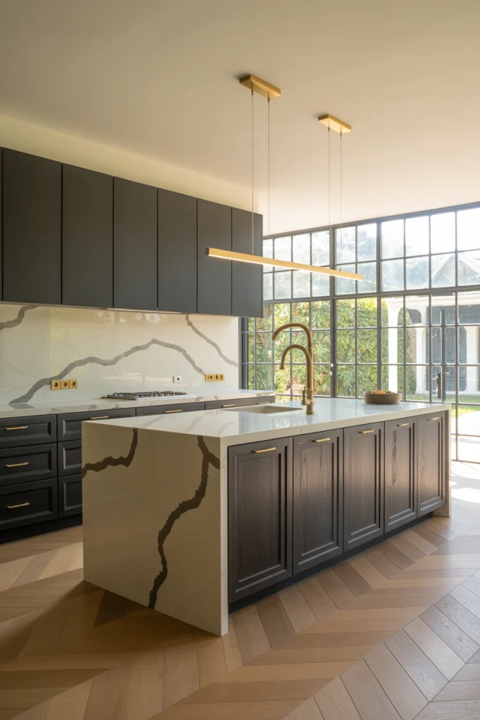 Charcoal and brss for bold simplicity