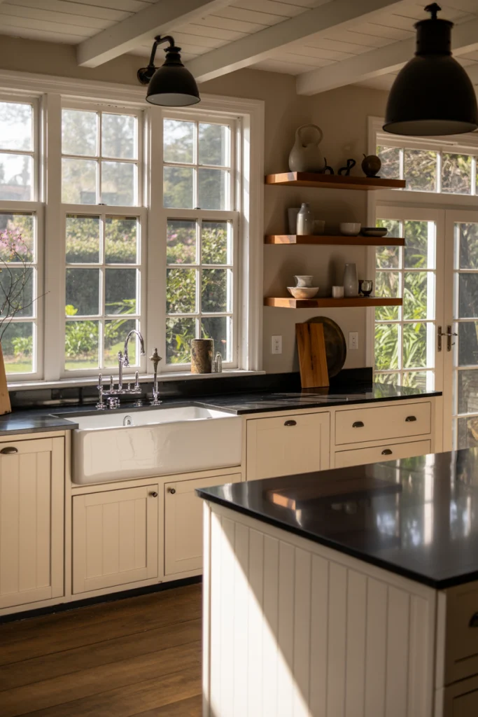 Modern farmhouse with black and white