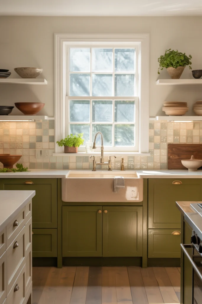 Olive green and bone for subtle depth