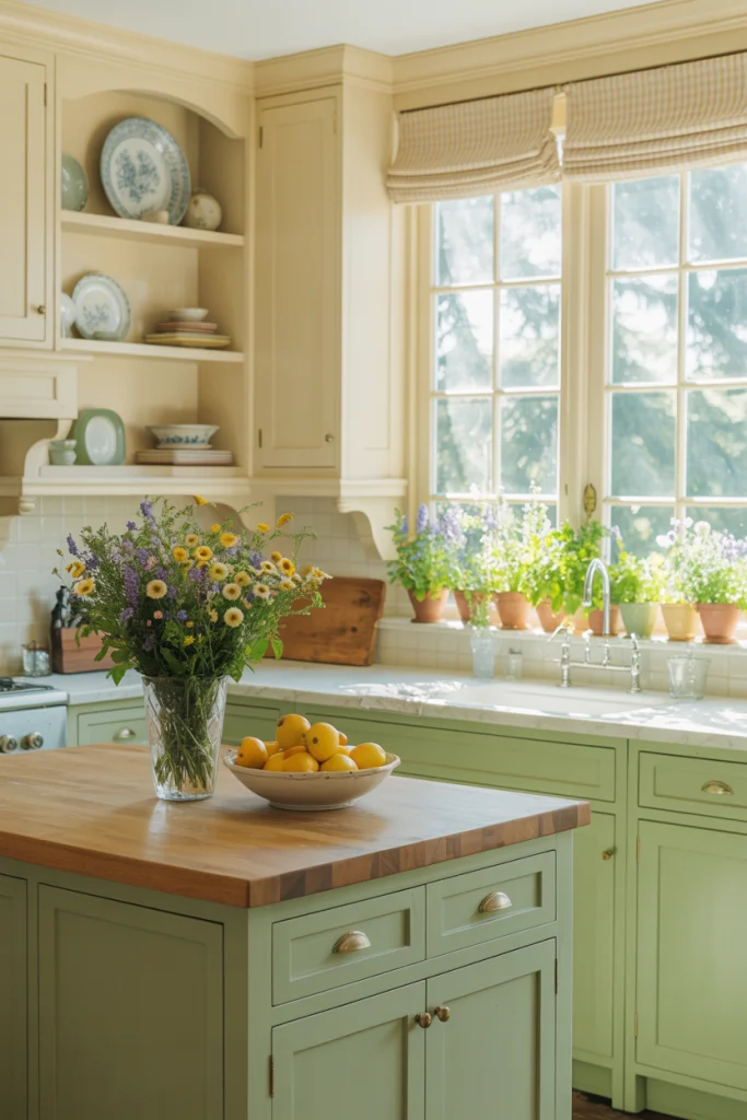 Pistachio and lvory for a light inviting look