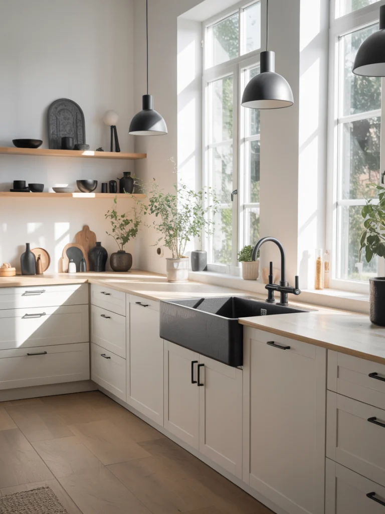 Scandinavian inspired minimal black and white