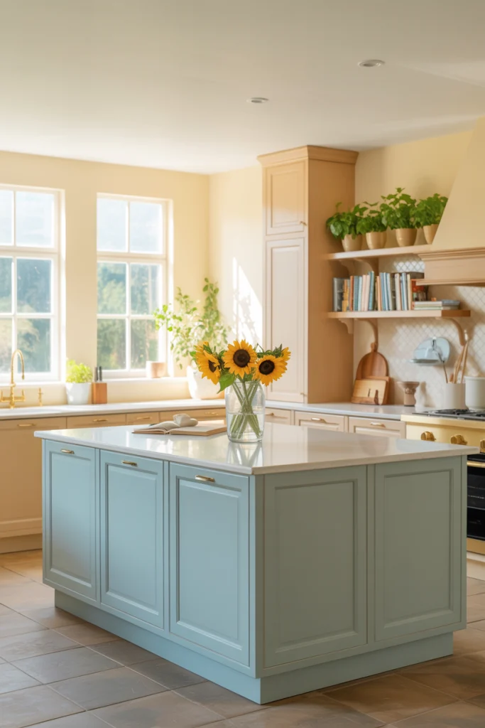 Sky blue and sand for light and calm