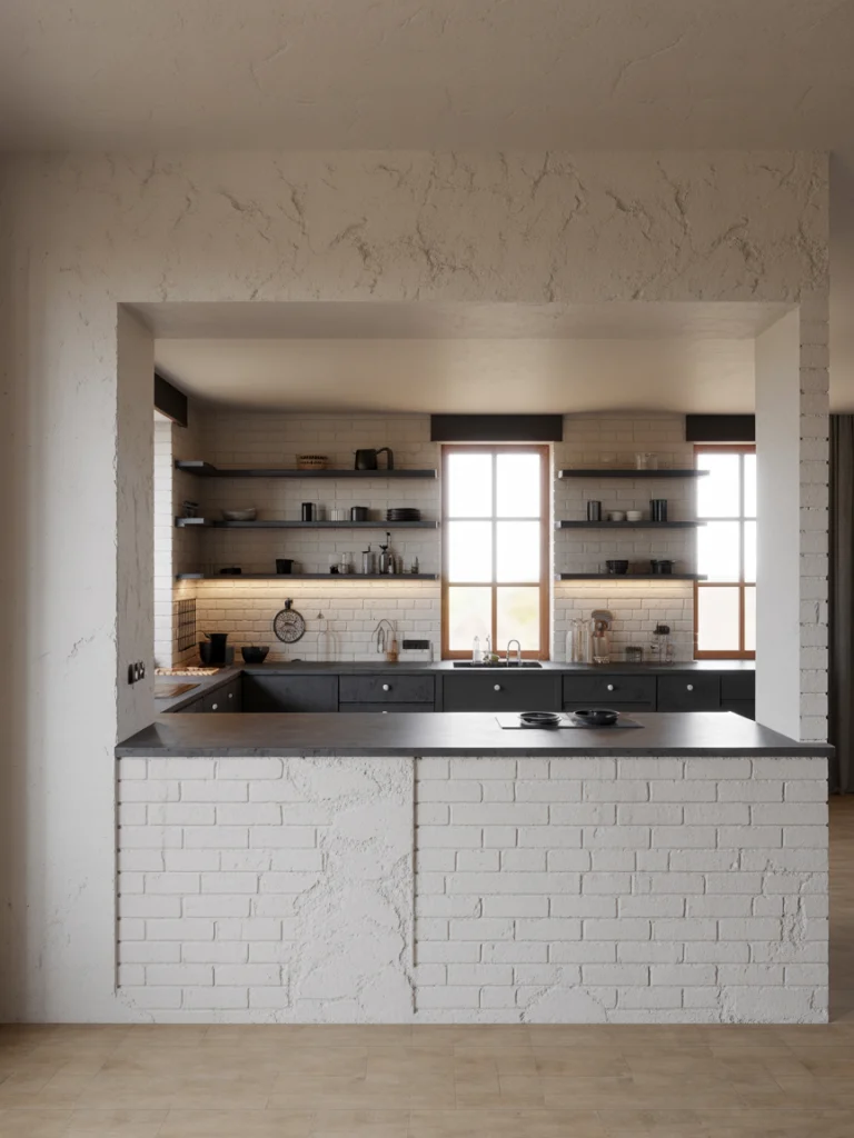 Textured walls with black and white layer