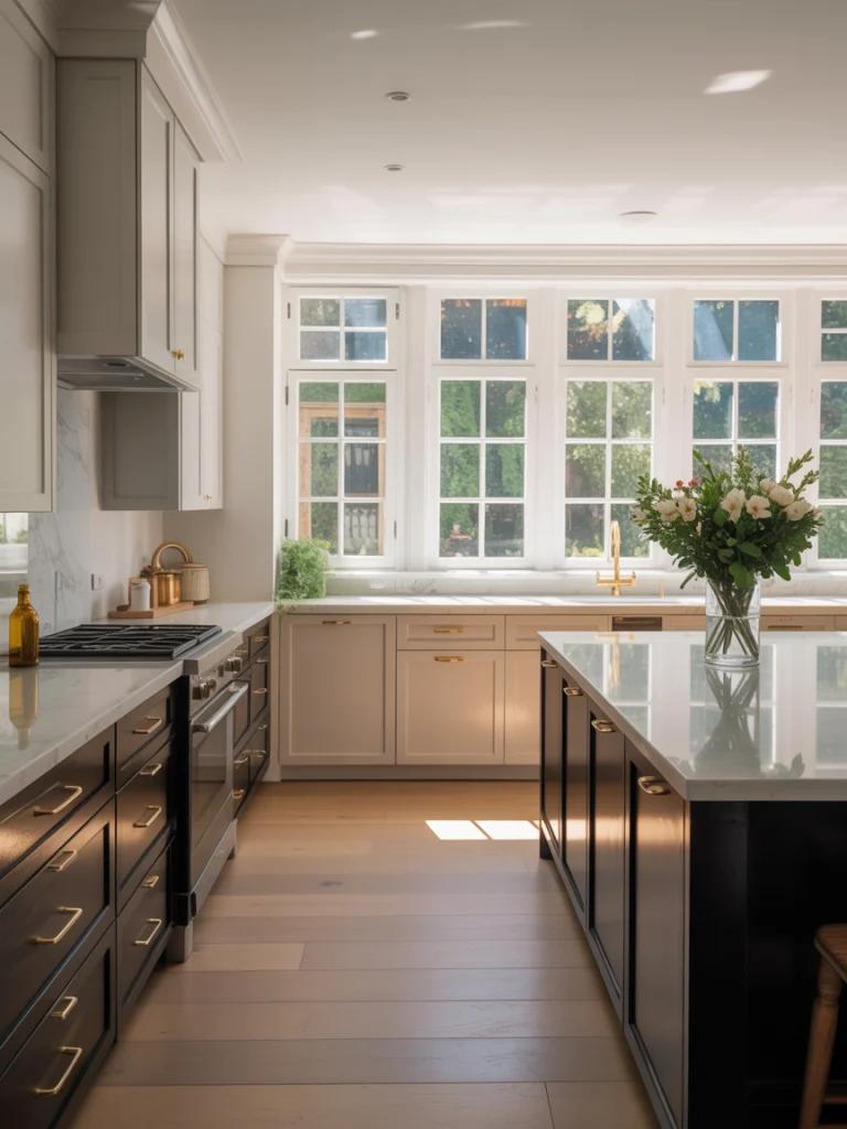 Two tone cabinets for soft balance