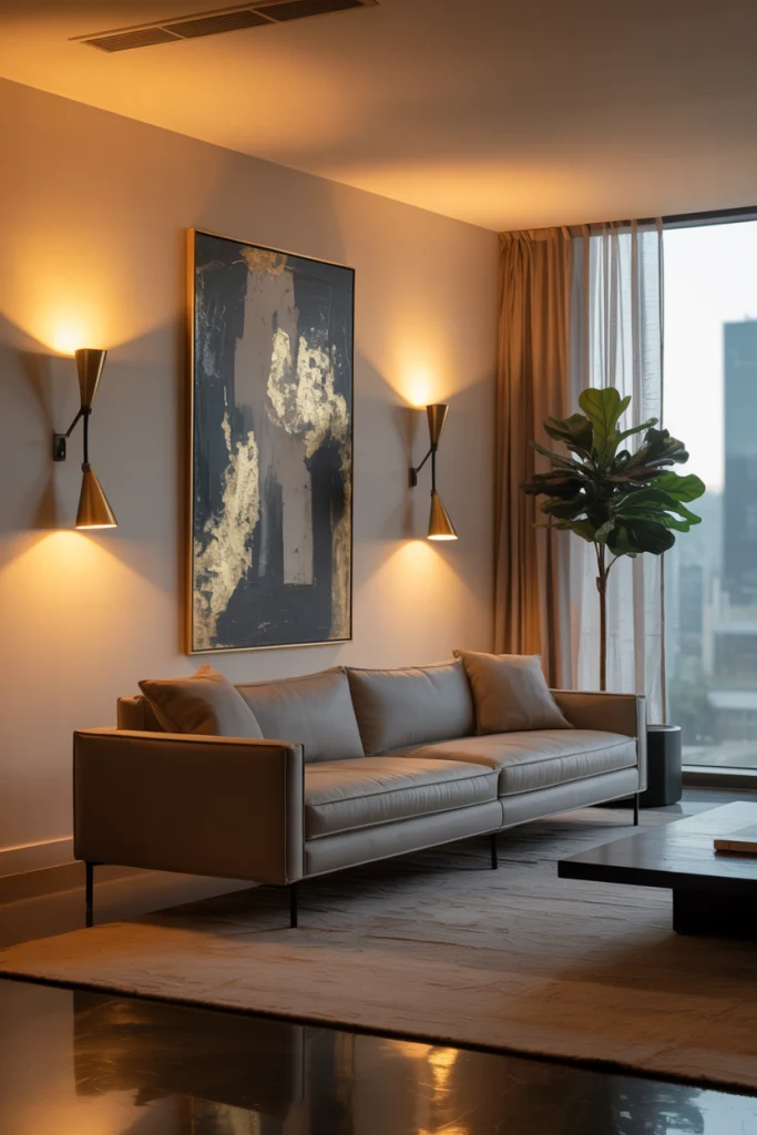 Use wall mounted lighting to save surface space