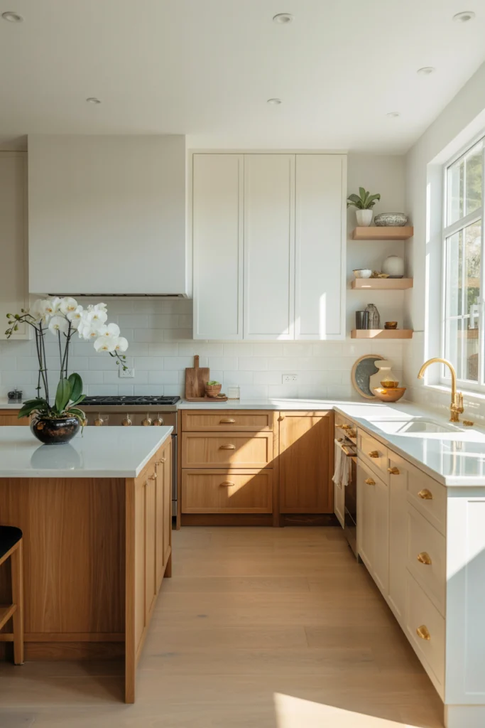 White and Oak for clean warm feel