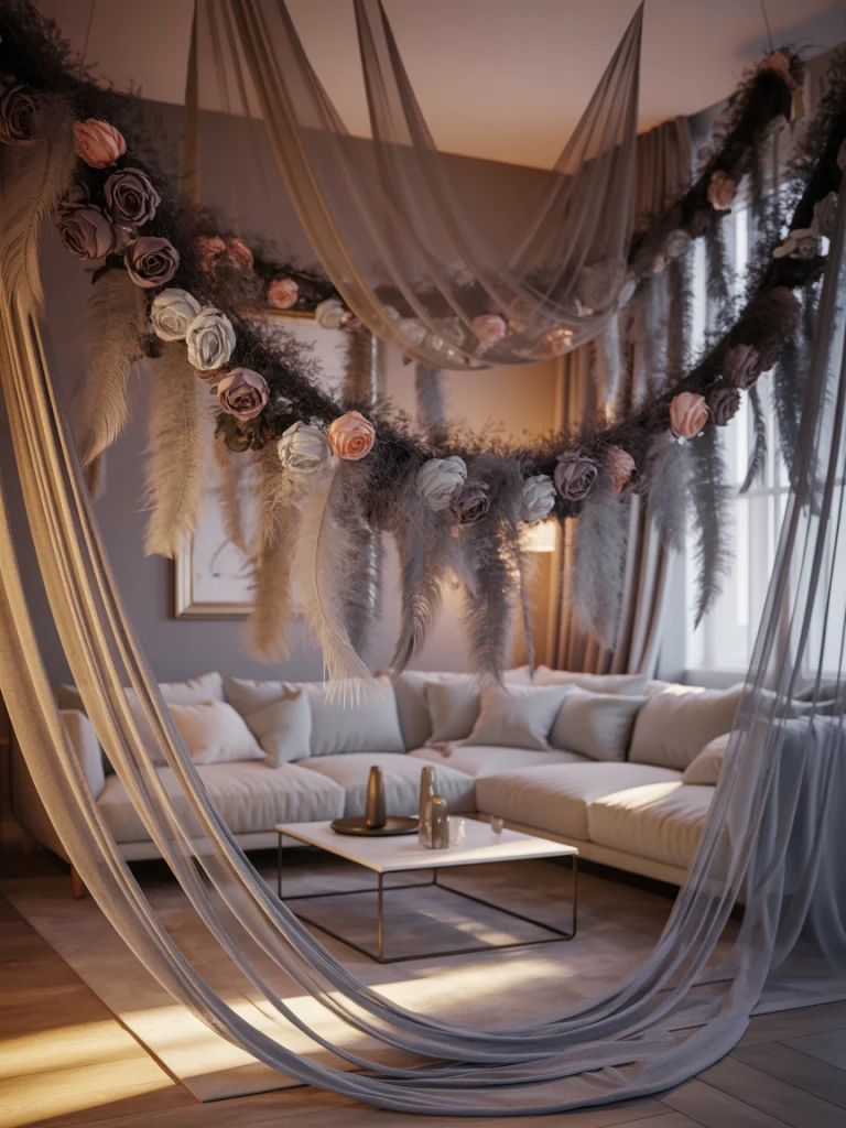 Airborne Grace with Draped Garlands