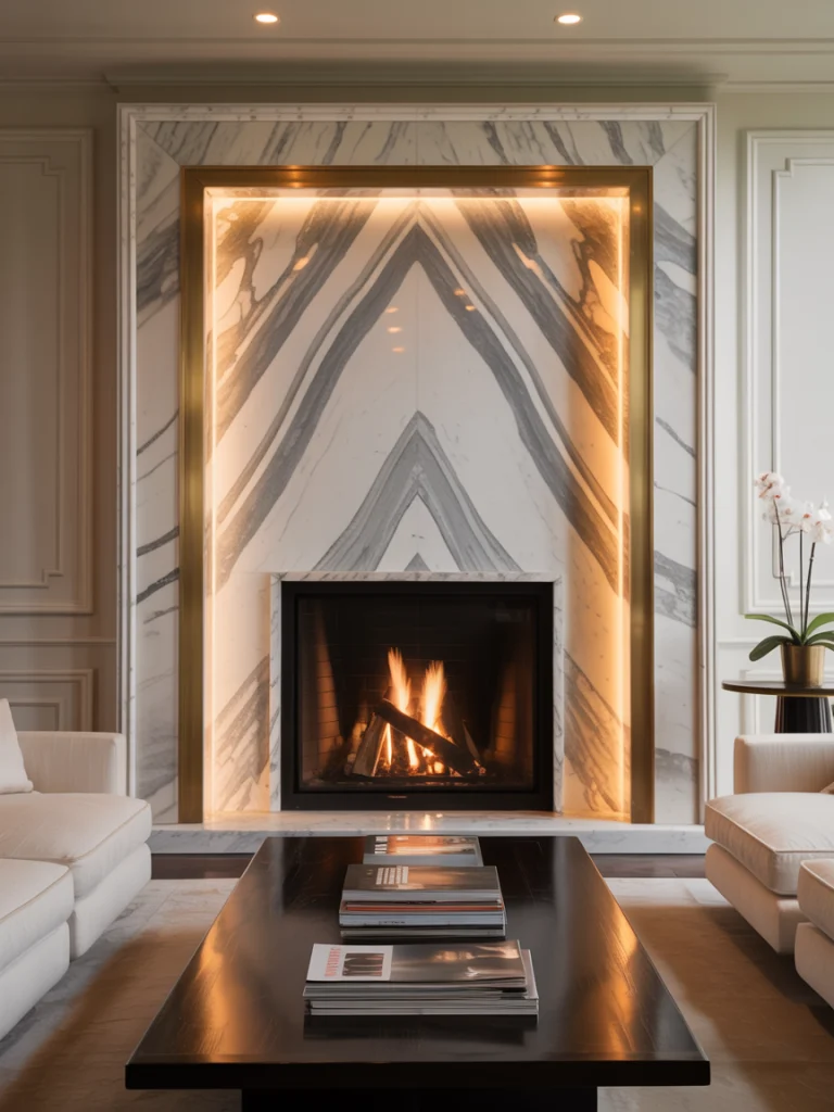 Book-Matched Marble Fireplace Surrounds ideas
