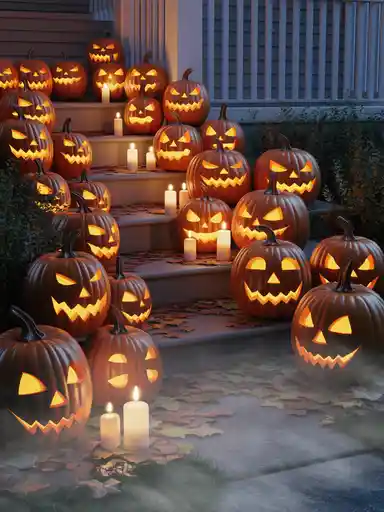 Classic Jack-O’-Lantern Rows for Timeless Fright