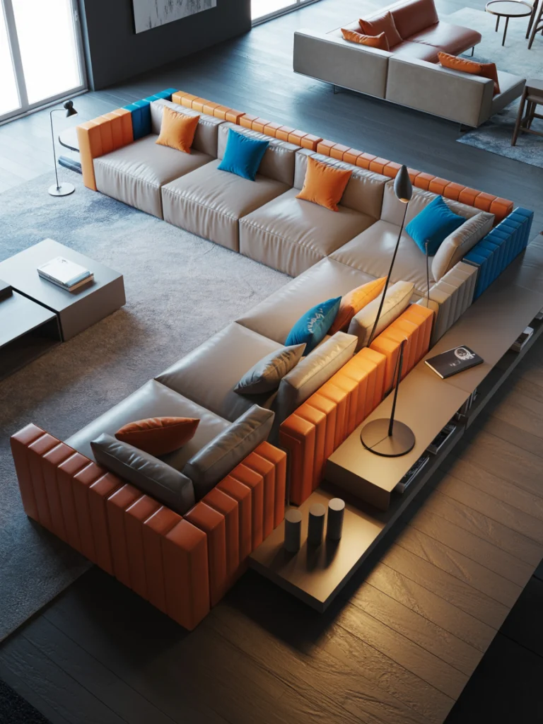 Contemporary Sectionals with Bold Geometry