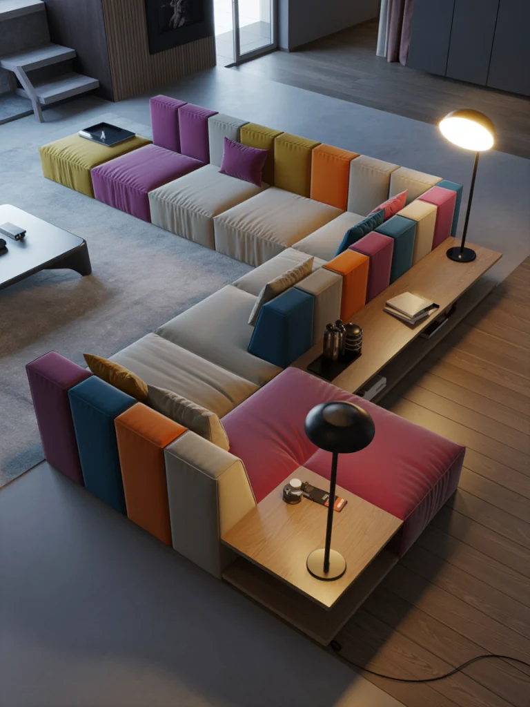 Contemporary Sectionals with Bold Geometry ideas