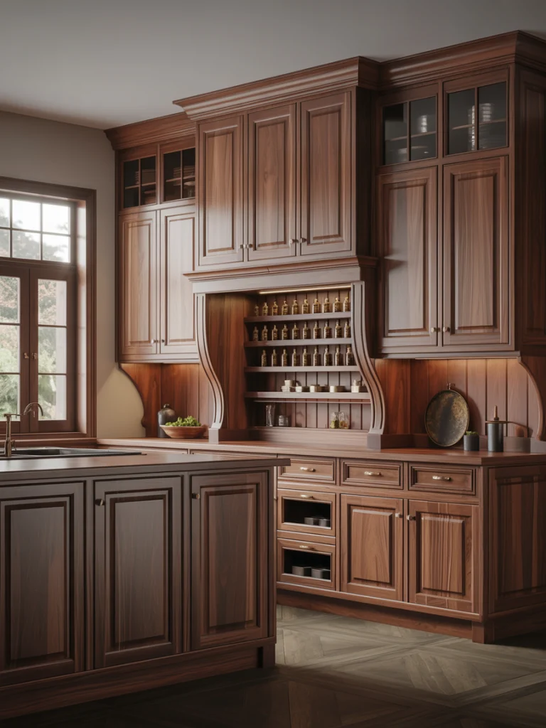 Custom Cabinetry in Rich Wood Finishes