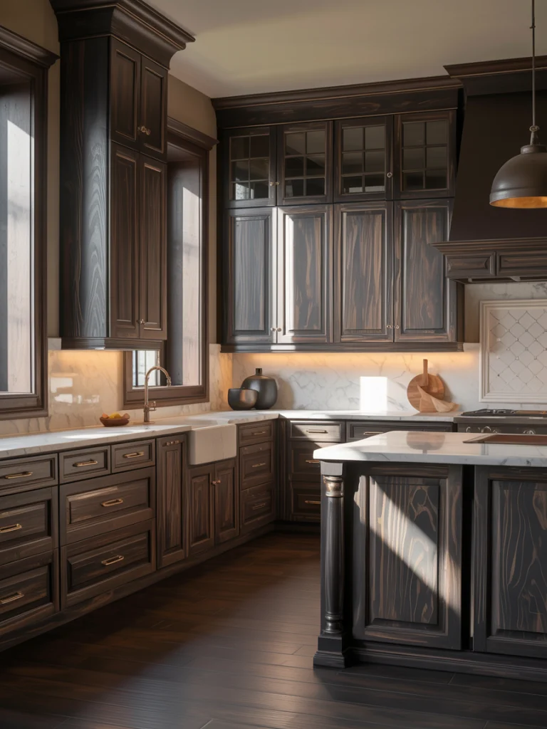 Dark-Stained Wood Kitchens for Drama