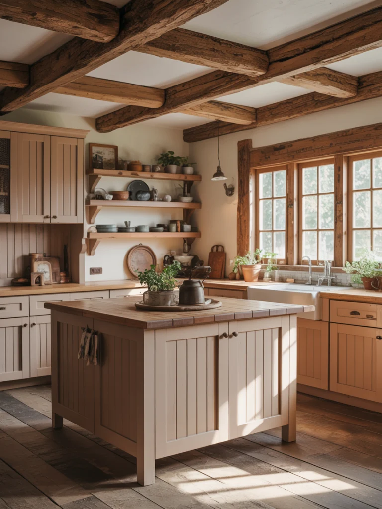 Farmhouse Kitchens With Natural Wood Beams