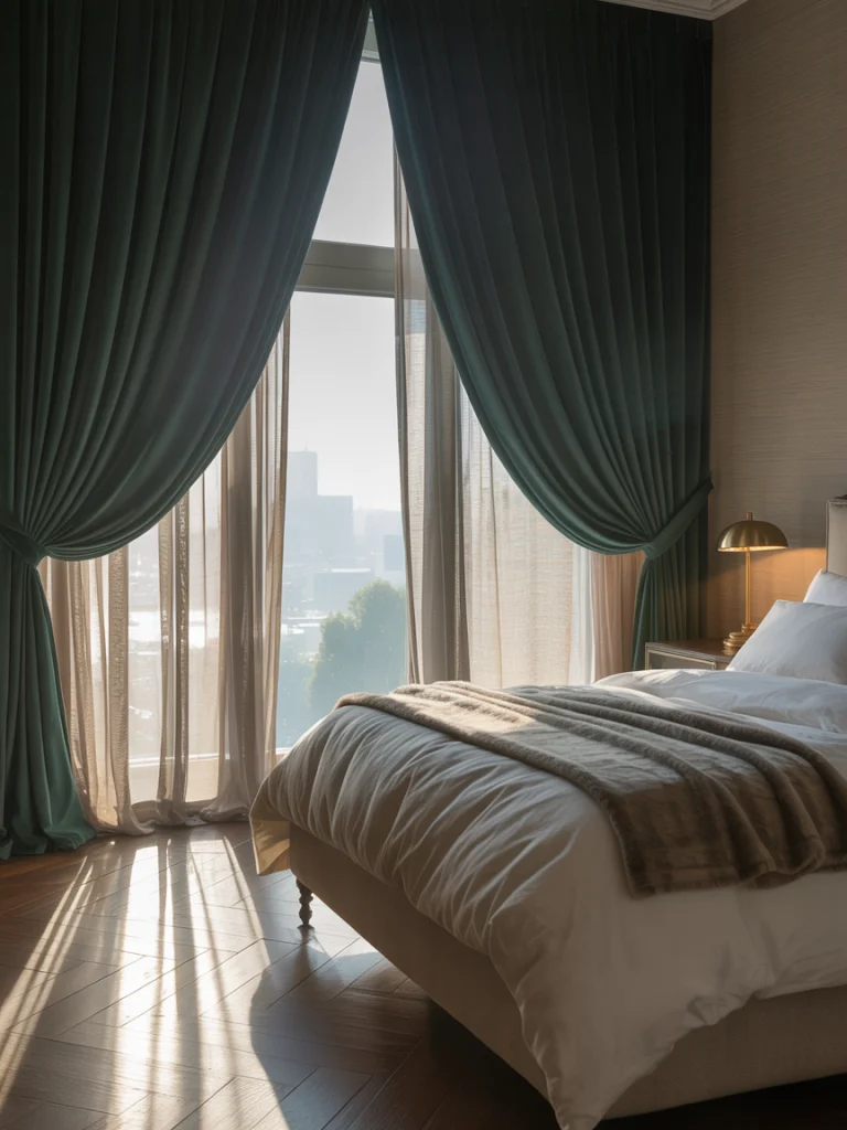 Floor to ceiling window draping