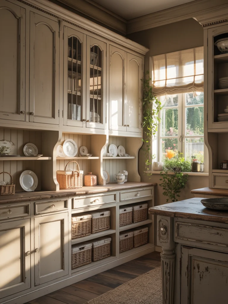 French Country Pantry Cabinets With Rustic Elegance