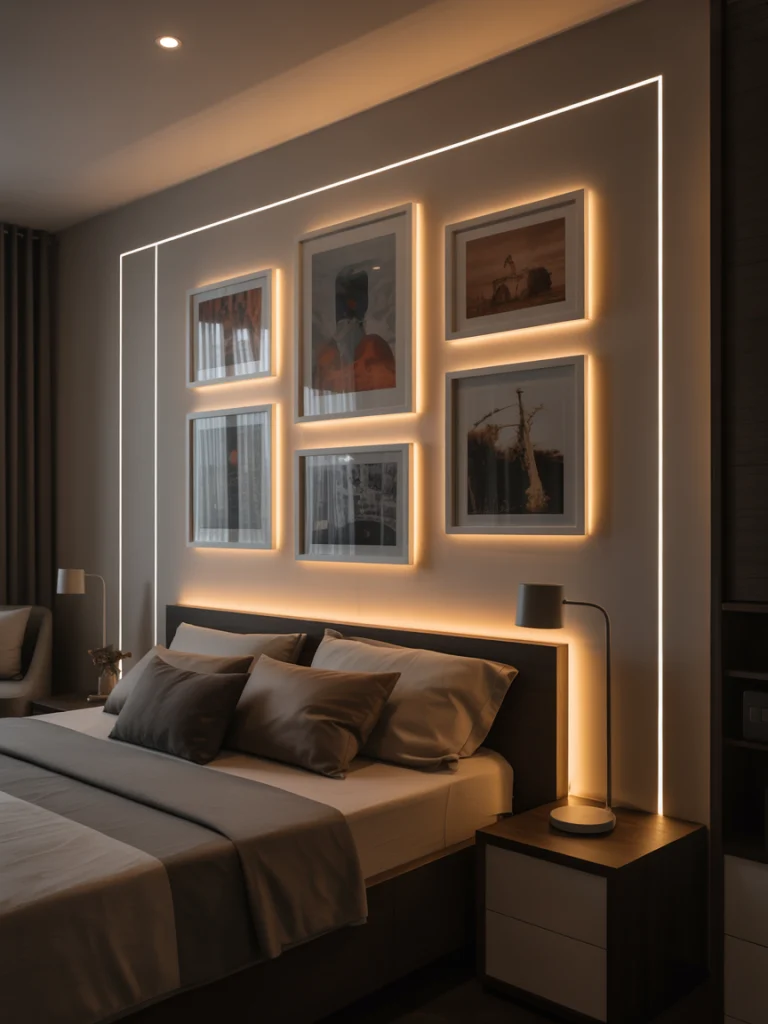 Gallery wall with led backlighting