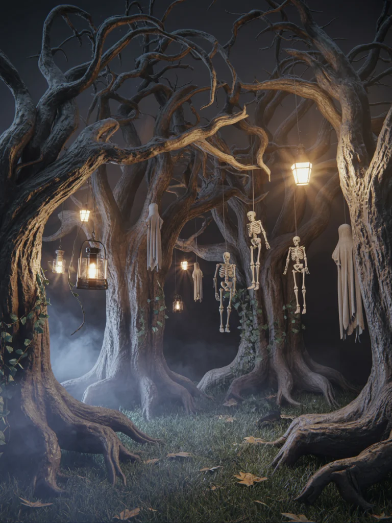 Haunted Trees with Hanging Lanterns