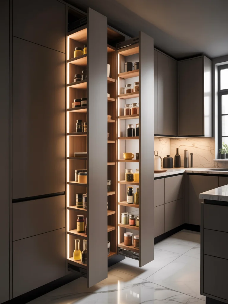 Hidden Pull-Out Pantry Columns
