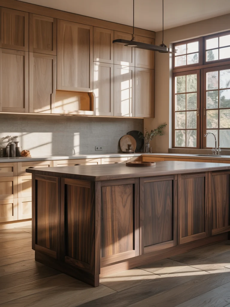 High-Contrast Wood Kitchens