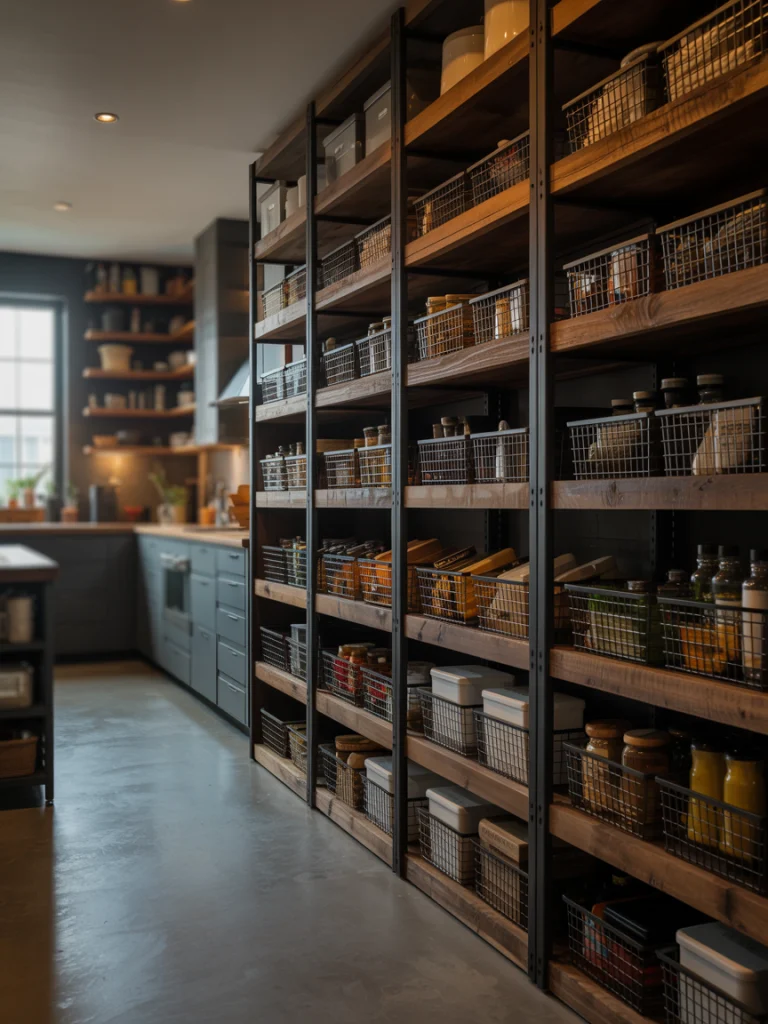 Industrial-Inspired Pantry with Exposed Shelving ideas