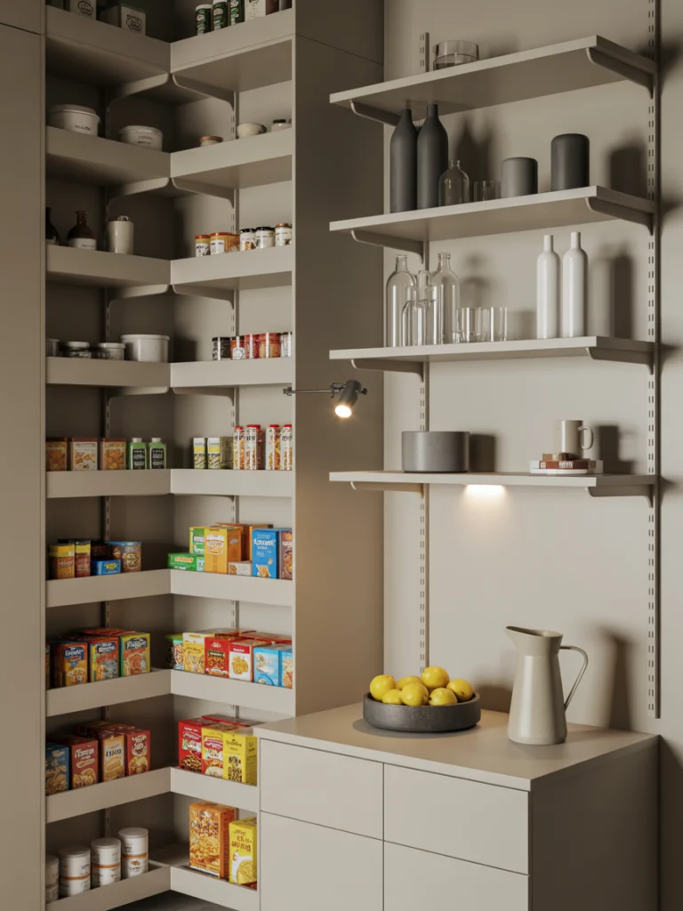 Install adjustable track shelves